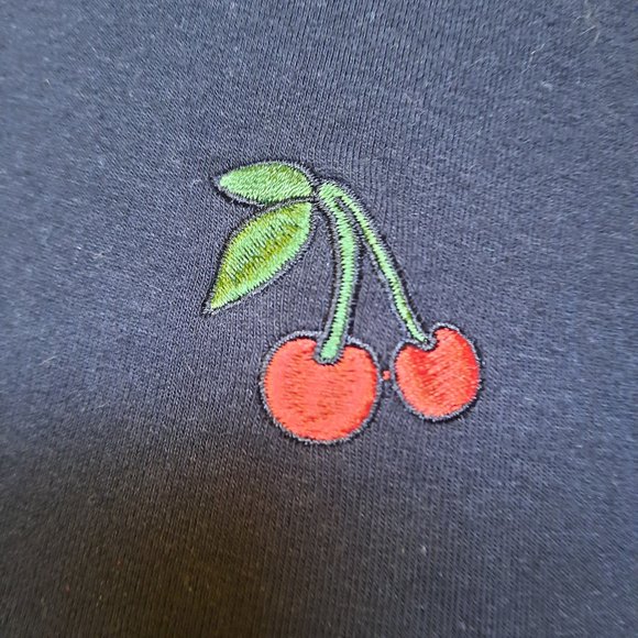 NWOT Black Crop Top w/ Cherry - Picture 4 of 7